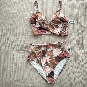 Old Navy Tropical Floral High Waisted Bikini Set